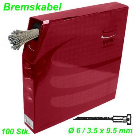 Bremskabel Kupplungskabel Box Ø 6/3.5 x 9.5 mm Niro-Stahl 1.6 x 2000 mm 100 Stk.
