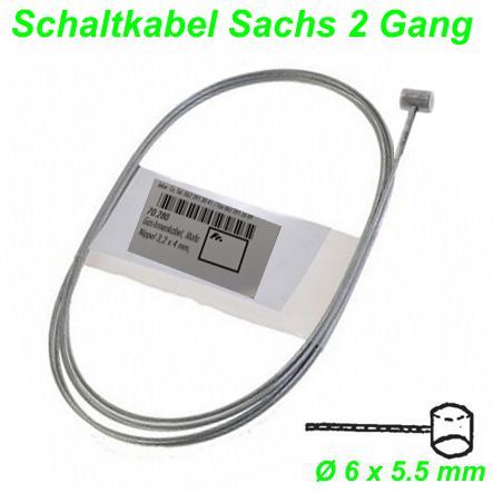 Schaltkabel Sachs 2Gang Ø 6 x 5.5 mm 1.2 x 2200 mm Innenkabel
