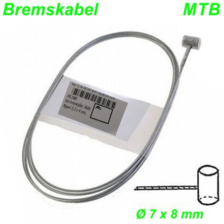 Bremskabel MTB Ø 7 x 8 mm 1.8 x 1800 mm Innenkabel