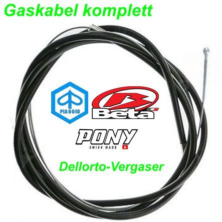Gaskabel komplett Pony Beta Piaggio Ciao SI schwarz Dellorto Vergaser