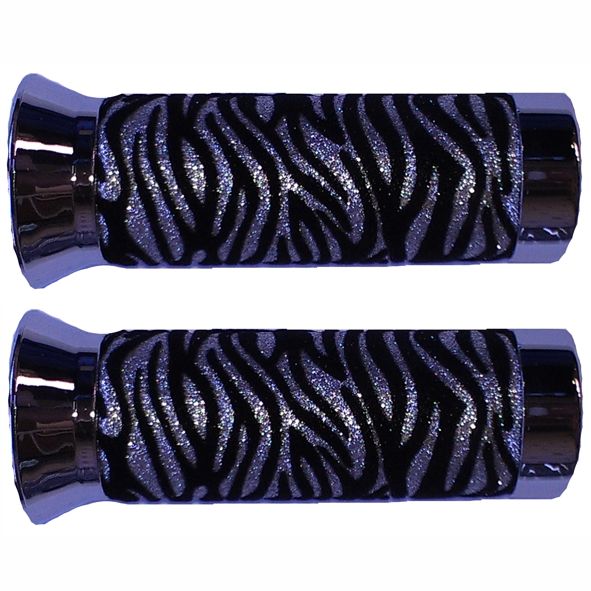 Mofa Griffe Schaumstoff silber/schwarz Zebra per Paar Ø 22/24 mm