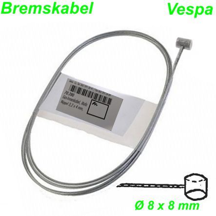 Bremskabel Vespa Ø 8 x 8 mm Ø 2.0 x 2200 mm