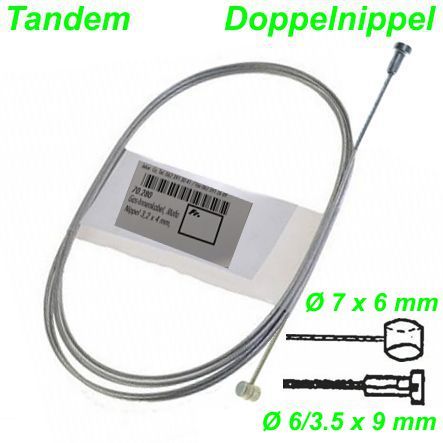 Brems-Kupp.-Innenkabel 1.5 x 220 cm Doppel-Nippel Ø 7 x 6 mm - 6/3.5 x 9.5 mm