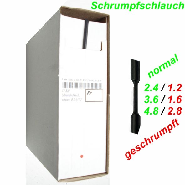 Schrumpfschlauch schwarz Ø 2.4/1.2 mm Box 13 m