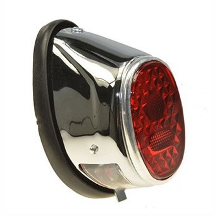 Mofa Schlusslicht Classic chrom 94/57/56mm mit Nummernschildbeleuchtung