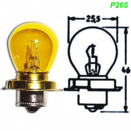 Mofa Glühlampe gelb P26S 6V 15W