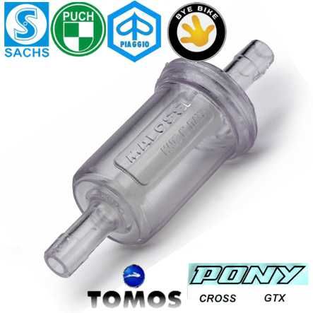 Mofa Benzinfilter Durchgangsfilter Ø 5 mm gross Sieb Bleifrei beständig