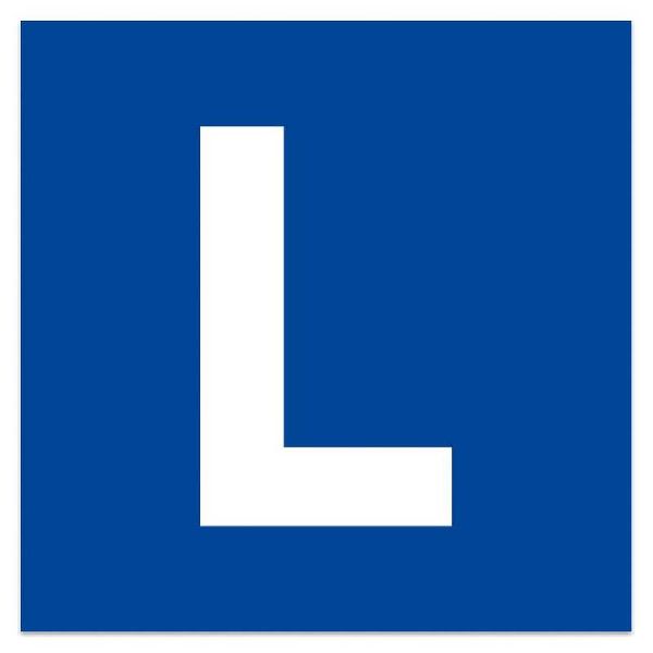 Scooter L-Schild zum Kleben blau