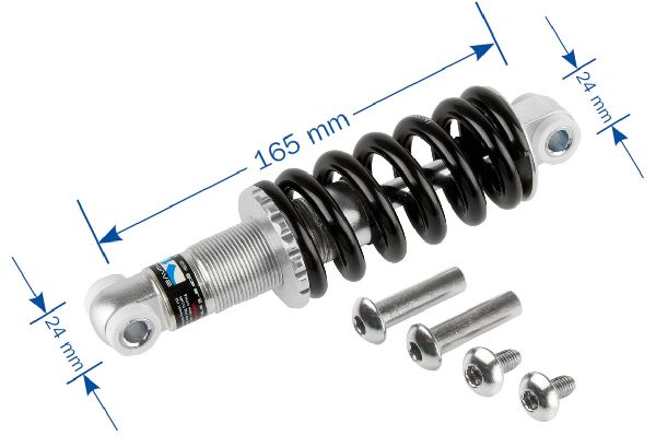 Federelement Federbein 165 x 24/24 mm Hub 34 mm schwarz alu.pol