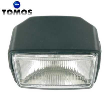 Scheinwerfer eckig TOMOS schwarz Einbau 150 mm Ba20d-Sockel