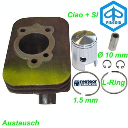 Austausch Zylinder Kolben Piaggio Ciao SI Bolzen Ø 10