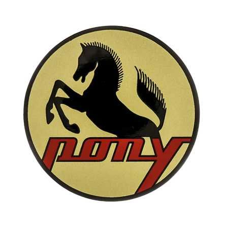 Pony Wappen schwarz/Schrift rot/Untergrund gold Tank Pony/Sachs Ø 48 mm