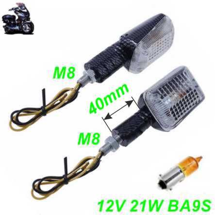 Blinker Scooter Roller Carbon Glas weiss 40mm 12V 21W BA9S Heck
