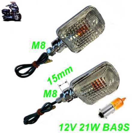Blinker Scooter Roller Chrom Glas weiss 15mm 12V 21W BA9S Front