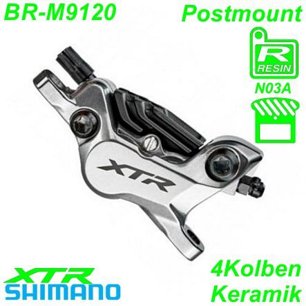 Shimano Bremssattel BR-M9120 XTR Trail Resin vorne/hinten Postmount m/Lamellen