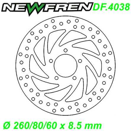 Bremsscheibe DF.4038-A Ø 260/80/60 x 8.5 mm Aprilia ARECIFE ATLANTIC SCARABEO SPORT CITY Derbi