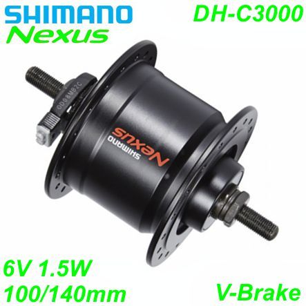 Shimano Nabendynamo DH-C3000-1 V-Brake 36-L 6V/1.5W schwarz 100/140mm Festachse