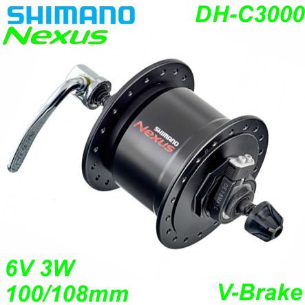 Shimano Nabendynamo DH-C3000 V-Brake schwarz 36-L 6V/3W Schnellspanner 100/108mm