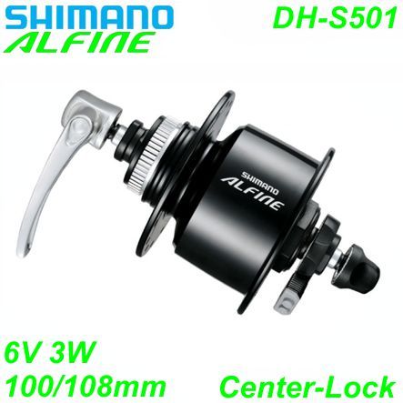Shimano Nabendynamo DH-S501 CenterLock 32-L 6V/3W schwarz 100/108mm