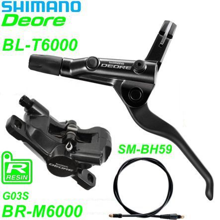 Shimano Scheibenbremsset BR-M6000 XT HR BL-T6000 schwarz Postmount o/Disc 1.7 m Resin
