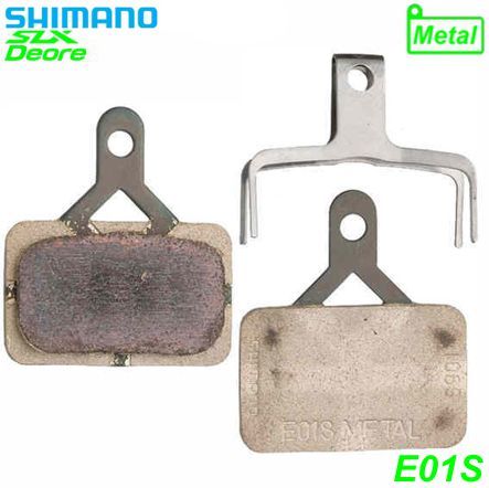 Shimano Bremsbeläge E01S Metall mit Feder und Clip Paar Blister