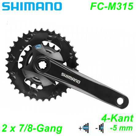 Shimano Kettenrad 2x7/8 4K FC-M315 KL48.8 170-36/22 Schwarz o.H.
