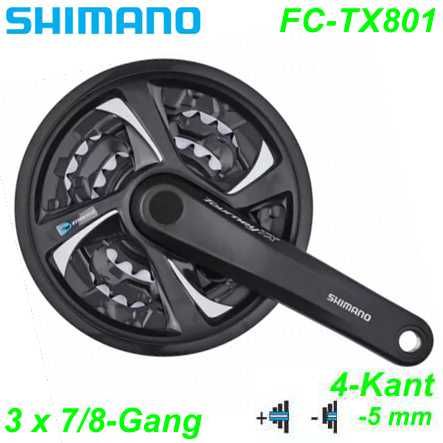 Shimano Kettenrad 3x7/8 4K FC-TX801 170-42x34x24 schwarz Box -5mm