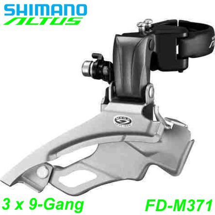 Shimano Umwerfer 9-G. FD-M371 Altus Triple Do-Sw Du-Pu 66-69° 28.6/31.8/34.9 Box