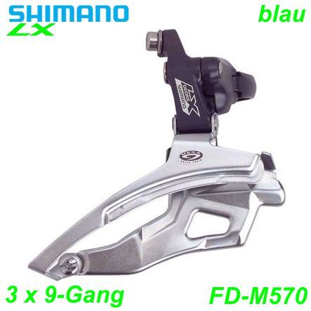 Shimano Umwerfer 9-G. FD-M571 LX blau Do-Sw  Ø 28.6mm Standart Restbestand