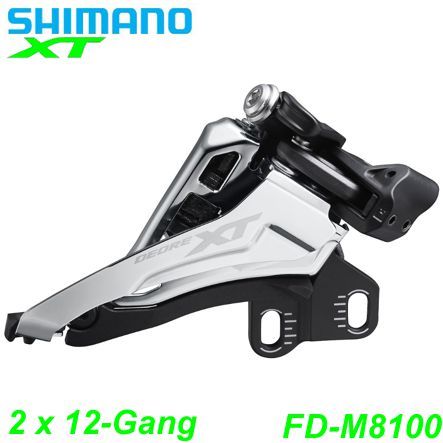 Shimano Umwerfer 2x12-G. FD-M8100-E XT schwarz Fr-Pu 66-69° 38Z o/Platte Box