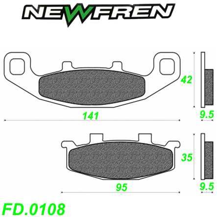 Scheibenbremsbelag NEWFREN FD.0108BR Organisch HYOSUNG Kawasaki Suzuki
