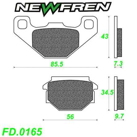 Scheibenbremsbelag NEWFREN FD.0165 BKS Organ.Kevlar Aprilia Cagiva Garelli Gilera Malaguti Yamaha