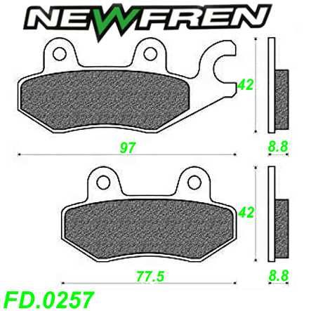 Scheibenbremsbelag NEWFREN FD.0257 BR Organisch Benelli Honda Kymco Suzuki Sym TGB Yamaha