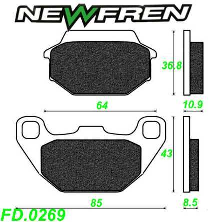Scheibenbremsbelag NEWFREN FD.0269 Sinter Kymco AGILITY MXER MXU PEOPLE SUPER 8 9 Sym GT HD JOYRIDE