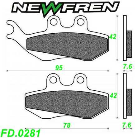 Scheibenbremsbelag NEWFREN FD.0281 Sinter Beta Derbi Fantic Honda Malaguti Peugeot Restbestand