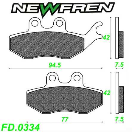 Scheibenbremsbelag NEWFREN FD.0334 BKS Organisch-Kevlar Italjet JUPITER MILLENIUM KEEWAY RIEJU