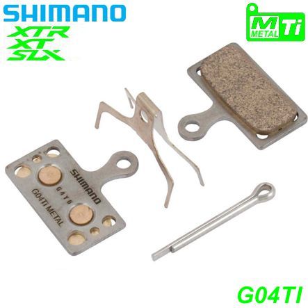 Shimano Bremsbeläge G04TI Metall mit Feder und Clip Paar Blister