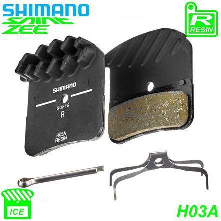 Shimano Bremsbeläge H03A Saint Resin mit Lamellen mit Feder/Clip Paar Blister