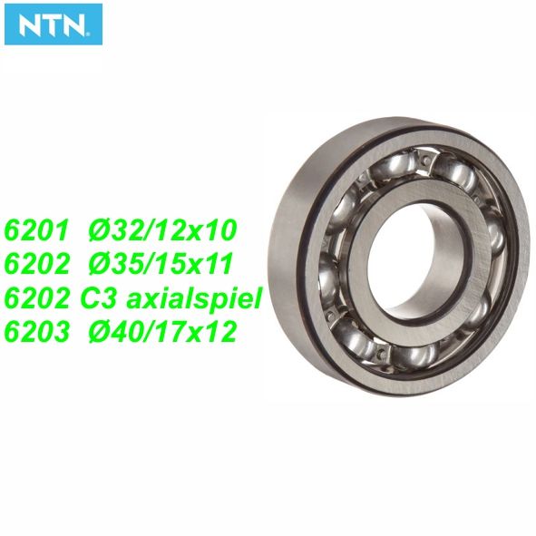 Mofa Kugellager Rillenkugellager o/Abdeckung 6201 Ø 32x12x10 mm