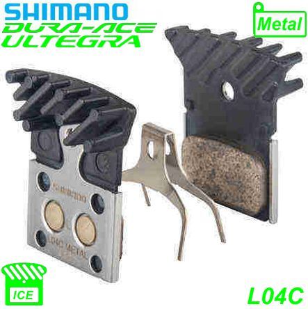 Shimano Bremsbeläge L04C Road Metal mit Lamellen mit Feder und Clip Blister