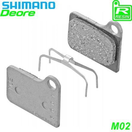 Shimano Bremsbeläge M02 Kunstharz mit Feder und Clip Paar Blister