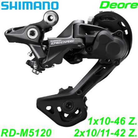 Shimano Wechsel 2x11-G. 1x10-G. RD-M5120 SGS Deore -42/46Zähne schwarz Top-Normal Direktmo. Box
