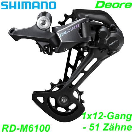 Shimano Wechsel 1x12-G. RD-M6100 SGS Deore -51Zähne schwarz Top-Normal Direktmo. Box