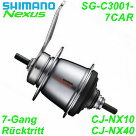 Shimano Getriebenabe Nexus 7-G. SG-C3001-7CAR 36-L Rücktrittbremse 127/175.5mm