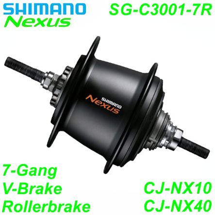 Shimano Getriebenabe Nexus 7-G. SG-C3001-7R 36-L schwarz V-Brake 130/182mm