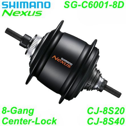 Shimano Getriebenabe Nexus 8-G. SG-C6001-8D 32-L Center-Lock schwarz 132/184 mm