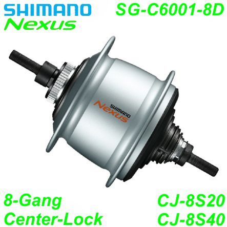 Shimano Getriebenabe Nexus 8-G. SG-C6001-8D 32-L Center-Lock silber 132/184 mm