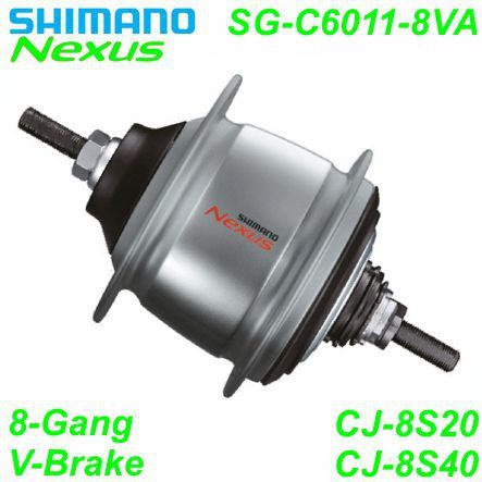 Shimano Getriebenabe Nexus 8-G. SG-C6011-8VA 36-L V-Brake silber 132/184 mm