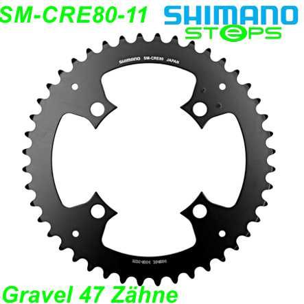 Shimano Steps Kettenblatt SM-CRE80-11 47 Zähne o/Aufnahme Gravel schwarz