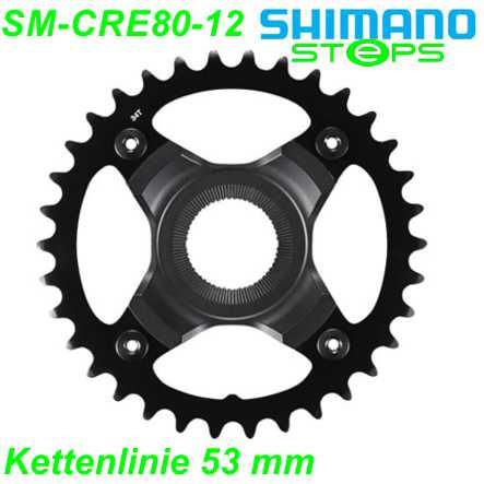 Shimano Steps Kettenblatt SM-CRE80-12 34 Zähne m/Aufnahme 53 KL schwarz